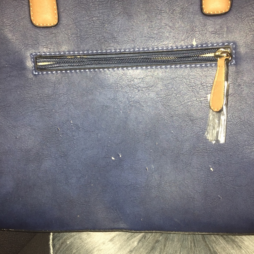 Simply Noelle blue, tan & cream satchel tote bag - Picture 10 of 14